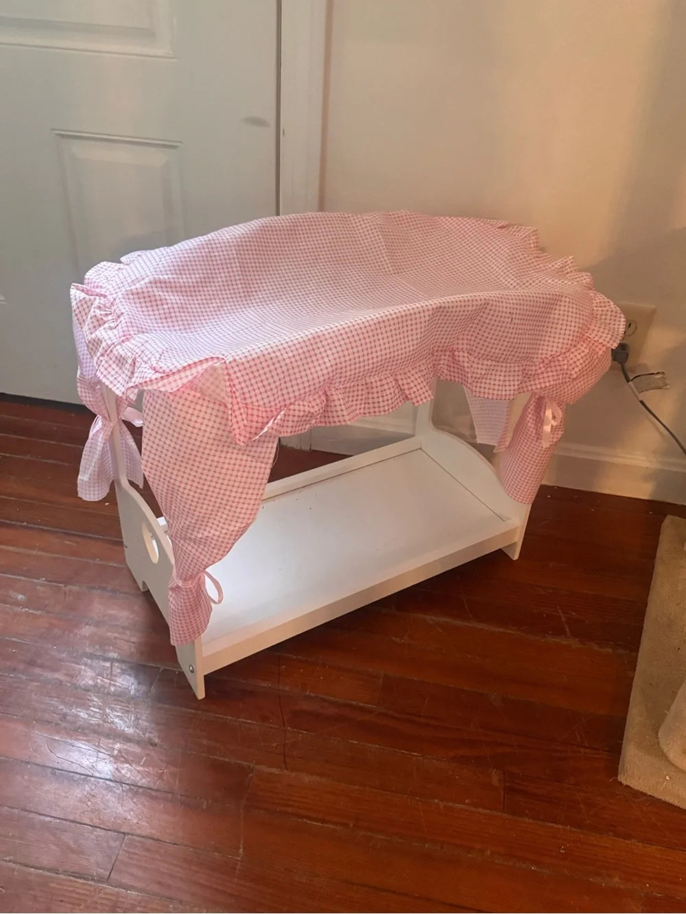 Pink Gingham Kids Play Canopy Cover bed for dolls